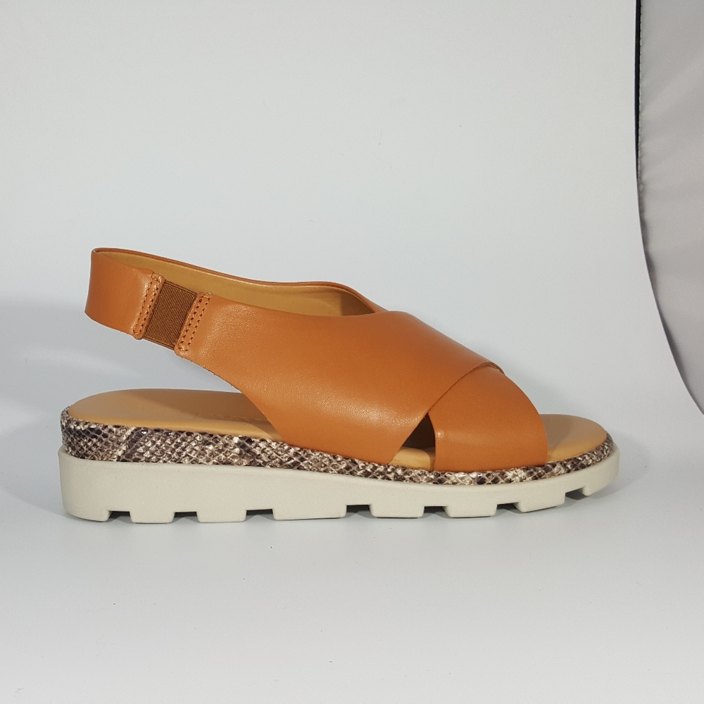 The Flexx Tan Leather Sandal with Snake Stamp